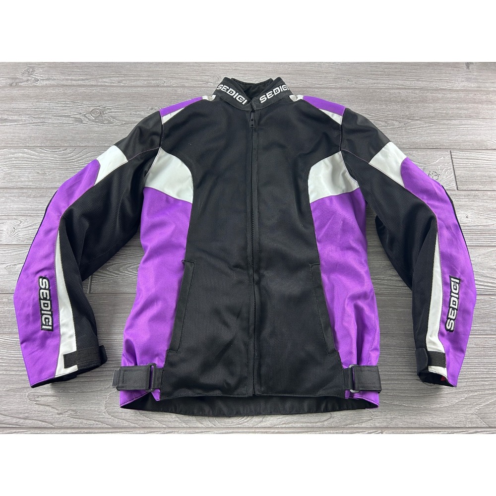 Sedici Federico Mesh Motorcycle Jacket Black Purple White Womens Small CE Armor